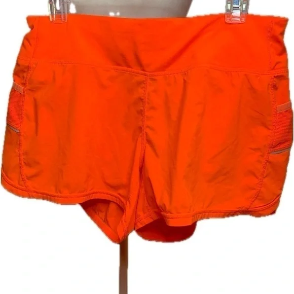 Athleta Ready Set Bright Orange Running Shorts Size Medium - Picture 1 of 8